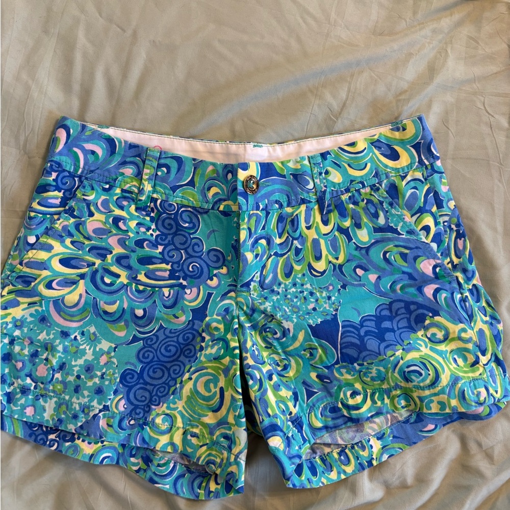 Lilly Pulitzer Blue Green Multi High-Waist Printed Shorts The Callahan Short 4